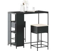 2025 cloris Ensemble de meubles de jardin Balcon Set 3 pièces Bar de jardin avec coussins Noir Poly rotin - Meubles de jardin Sale2237132 2parcel