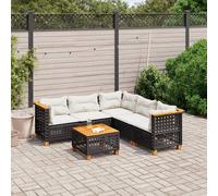 2025 cloris Ensemble de meubles de jardin Balcon Set 6 pièces Garniture de canapé de jardin avec coussins Noir Poly rotin - Meubles de jardin Sale2684279 3parcel