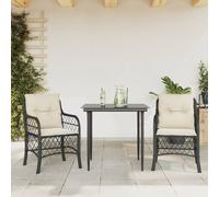 2025 cloris Ensemble de meubles de jardin Ensemble de meubles de balcon 3 pièces Bistro avec coussins noir Poly rotin - Ensemble de meubles de jardin Sale5104025 2parcel