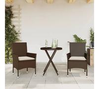 2025 cloris Ensemble de meubles de jardin Ensemble de meubles de balcon 3-pièces Bistro avec coussins Marron Poly rotin et verre - Salon de jardin Sale3059148 2parcel