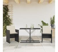 2025 cloris Ensemble de meubles de jardin Ensemble de meubles de balcon 3-pièces Bistro avec coussins noir Poly rotin - Ensemble de meubles de jardin Sale5384883 1parcel
