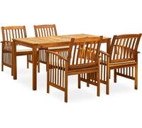 2025 cloris Meubles de jardin ensemble de meubles de balcon ensemble de 5 pièces de jardin à manger avec des coussins en bois massif d'acacia - salons de jardin Sale7474373 3parcel