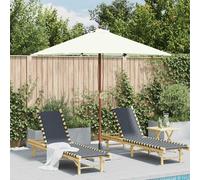 2025 cloris Parasol avec mât en bois 150x200 cm blanc sable - Parasols Sale2691506 1parcel