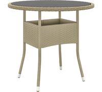 2025 cloris Table de jardin Ø80x75 cm Verre dur et poly rotin Beige - Tables de jardin Sale8604603 1parcel
