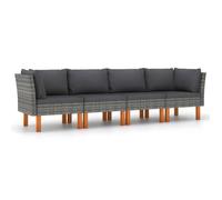 ""2025 Remise""Canapé d'angle extérieur, Canapé de jardin, à 4 places avec coussins, Gris ,résine tressée - 2parcel SJ4564397