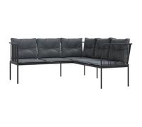 ""2025 Remise""Canapé d'angle extérieur, Canapé de jardin, avec coussins, forme de L noir acier textilène - 1parcel SJ2256567