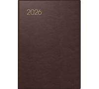 2026 Brunnen Calendrier de poche 713 A7 cuir bordeaux