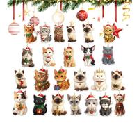 2026 Cat - 24 Acrylic Ornaments | Christmas Countdown Set | 24 Flat Acrylic Cat Figurines, Lightweight & , for Cat Lovers, Home & Tree Decor