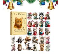 2026 Cat 24 Day Acrylique Kitten Ornement Countdown Set | Adorable décoration en acrylique pour un 24 jours de conférence sur les arbres ou les nappes. Great Gift For Cat Lovers.