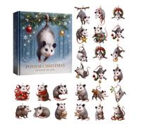 2026 Christmas Countdown Calendar - 2D Flat Collectible Decor Count Down | Count Down Opossum Animal Ornaments Set for Party Tree Door | Mantel Windowsill Collectors Pet Lovers 2026 Christmas Calendar