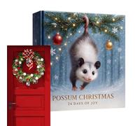 2026 Christmas Countdown Calendar, 2D Flat Collectible Decor | Count Down Opossum Animal Ornaments Set for Party Tree Door Mantel Windowsill Collectors Pet Lovers