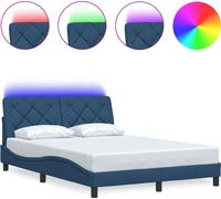 "2026 "Cloris Cadre de lit avec LED sans matelas Bleu 140x200cm Tissu - Lits Classiques Cadre de lit élégant187249