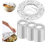 2026 Couvercle Aluminium élastique,Reusable Aluminum Foil Food Covers with Elastic,Thickened Heat Retaining Insulated Stretchy Foil Bowl Covers for Food Storage,Fresh Keeping Aluminum Covers
