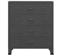 2026 d'été@ Commode Armoire de chambre - JILL'S - Buffet bas à tiroirs - industrielle Anthracite 78x40x93cm Métal LH5577