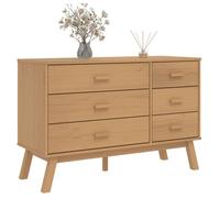 2026 d'été@ Commode Armoire de chambre - JILL'S - Buffet bas à tiroirs - OLDEN marron - Bois de pin solide LH5837