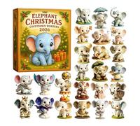 2026 Elephant Advent Calendarr 24-Day Acrylic Christmas Ornament | Celebrate The Holidays With 24 Flat Acrylic Mini Elephant Ornaments. Cute Animal Countdown Calendar And Hanging Decor