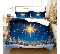 2026 Housse couette Noël 3 pièces avec 2 taies d'oreiller microfibre ,Fêtes | 2026 Parure Noël 135X200cm housse couette 2 taies d'oreiller, entretien facile pour chambre festive(135*200cm)
