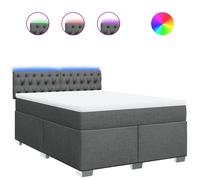 "2026 Moderne" Lit Boxspring avec Matelas Gris Foncé 140x190cm Tissu - Lits Classiques Cadre de Lit CC715409