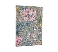 2026 Morris Pink Honeysuckle (William Morris) Midi 18-month Horizontal Softcover Flexi Dayplanner 2025-2026 (Elastic Band Closure)