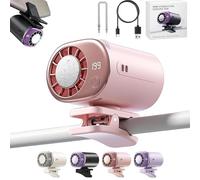 2026 New Car Clip On Air Conditioner Fan with LED Display - 360° Rotation, Portable Mini Cooling System for Auto Vehicle USB Rechargeable, 199 Speeds Adjustable, 16℃ Semi-Cooling Wide Clamp (B)