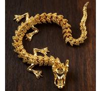 2026 Nouveau ! Dragon chinois en alliage doré - Artisanat exquis à collectionner. Décoration de bureau dragon oriental. Porte-bonheur, figurine. Ornement dragon chinois, pièce d'art en métal, indispen