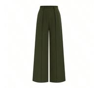 2026 Nouveau pantalon vert militaire rétro pour le travail et la mode décontractée, jambes larges, taille haute drapée, jambes droites amples, polyvalent pour les femmes au printemps et en automne L,M