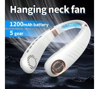 2026 Nouveau ventilateur de cou sans lame, ventilateur portable mini numérique silencieux pour l'extérieur, rechargeable USB, batterie lithium 1200 mAh, ventilateur de cou 5 vitesses avec refroidissem