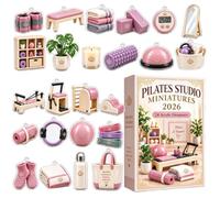 2026 Pilates adventsCalendar, 24 Days Fitness Pink Yoga Equipment Countdown | 2D Flat Acrylic Ornaments Box with 24 Mini Pilates Machine Charms, Christmas Decor and Holiday Gift for Fitness Girls