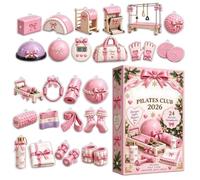 2026 Pilates adventsCalendar, 24 Days Fitness Pink Yoga Equipment Countdown | 2D Flat Acrylic Ornaments Box with 24 Mini Pilates Machine Charms, Christmas Decor and Holiday Gift for Fitness Girls