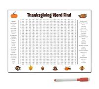 2026 Poster de recherche de mots de Thanksgiving pour adultes avec 50 mots, grand puzzle de mots imprimé, poster de recherche de découverte, puzzle décoratif en papier de 5 ml pour salon, salle de