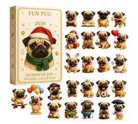 2026 Pug Àdvent Cälendar - 24 Mini 3D Figurines Countdown, Fun Collectible