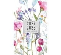 2027-2028 Pocket Calendar: 2 year Pocket Planner From January 2027 to December 2028 | Pink and Violet Watercolor Flower Aesthetic Cover