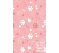 2027-2028 Two Year Planner Pocket Size: Dog Paw Themed Cover 2 Page Spreads With Monthly Calendar Grids 24 Months Organizer Notes