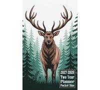 2027-2028 Two Year Planner Pocket Size: Elk Animal Themed Cover 2 Page Spreads With Monthly Calendar Grids 24 Months Organizer Notes
