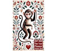 2027-2028 Two Year Planner Pocket Size: Monkey Animal Themed Cover 2 Page Spreads With Monthly Calendar Grids 24 Months Organizer Notes