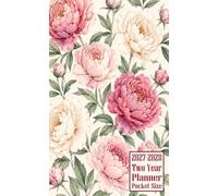 2027-2028 Two Year Planner Pocket Size: Peony Flower Themed Cover 2 Page Spreads With Monthly Calendar Grids 24 Months Organizer Notes
