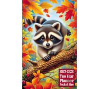 2027-2028 Two Year Planner Pocket Size: Raccoon Animal Themed Cover 2 Page Spreads With Monthly Calendar Grids 24 Months Organizer Notes