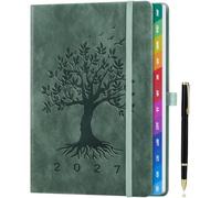 2027 Agenda Semainier Vertical A5, Version Française | Onglets Mensuels Colorés, Poche Intérieure et Porte-Stylo, Arbre de Vie, 1 Janvier - 31 Décembre 2027