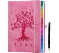 2027 Agenda Semainier Vertical A5, Version Française | Onglets Mensuels Colorés, Poche Intérieure et Porte-Stylo, Arbre de Vie, 1 Janvier - 31 Décembre 2027