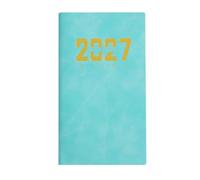 2027 Daily Agenda Notebook, Pocket Size Leather Planner for Business | Premium PU leather cover with gold stamping, perfect for professional scheduling and gifts Lake Blue