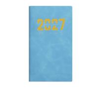 2027 Daily Agenda Notebook, Pocket Size Leather Planner for Business | Premium PU leather cover with gold stamping, perfect for professional scheduling and gifts Blue