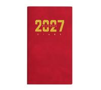 2027 Daily Agenda Notebook, Pocket Size Leather Planner Organizer | Premium PU leather cover, compact 17.5cm design for professionals, fits for business, students Red
