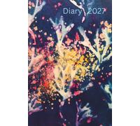 2027 Diary: Week to View, Sea, Beach Art Theme: Cyanotype art pictures throughout. Phases of the moon noted. Weekly wellness planning prompt. Moon phases