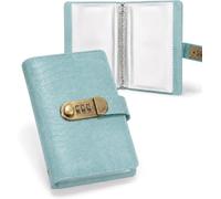 2027 Lockable Savings Notebook - 100 Envelope Savings Challenge Book，bleu | A6 100-Transparent-Pocket Currency Collectors Album, Password Lock, Durable Material