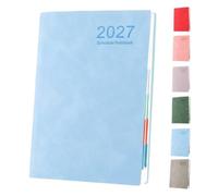 2027 Minimalist Daily Planner Notebook Hardcover A5 Schedule Calendar | Monthly Tabs 365-Day Schedule Organizer Journal with PU Leather Cover Lay-Flat Binding for Office School and Planning(Blue)