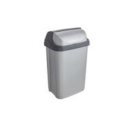 keeeper Poubelle plastique à couvercle coulissant 25 litres Gris clair