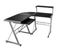 20585 vidaXL Bureau d'ordinateur d'angle Noir 132x112x99cm Bois d'ingénierie