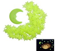 208 Stickers Muraux Phosphorescents 3D Étoiles et Lune, Décoration de Plafond Lumineuse pour Pâques et Carnaval, Autocollants Nuit Magique pour Chambre Enfant, Bébé, Fille et Garçon, Ambiance Festival