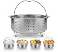 20cm Paniers Cuit Vapeur 304 Acier Inoxydabl Panier Vapeur Inox avec Poignée Recouverte pour Cuisson des Légumes et