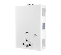 20L Chauffe-eau à Gaz,Chauffe-Eau Sans Réservoir Portable,Avec un Mode Hiver/Eté Équipé d'un écran Numérique et de Multiples Fonctions de Protection Pour Maison Camping Caravane Blanc